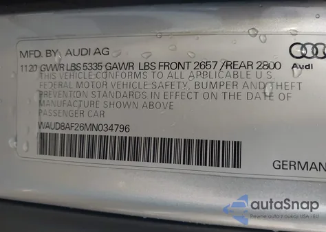 2021 Audi A6 Premium 45 Tfsi Quattro S Tronic z USA, uszkodzony, nr VIN WAUD8AF26MN034796